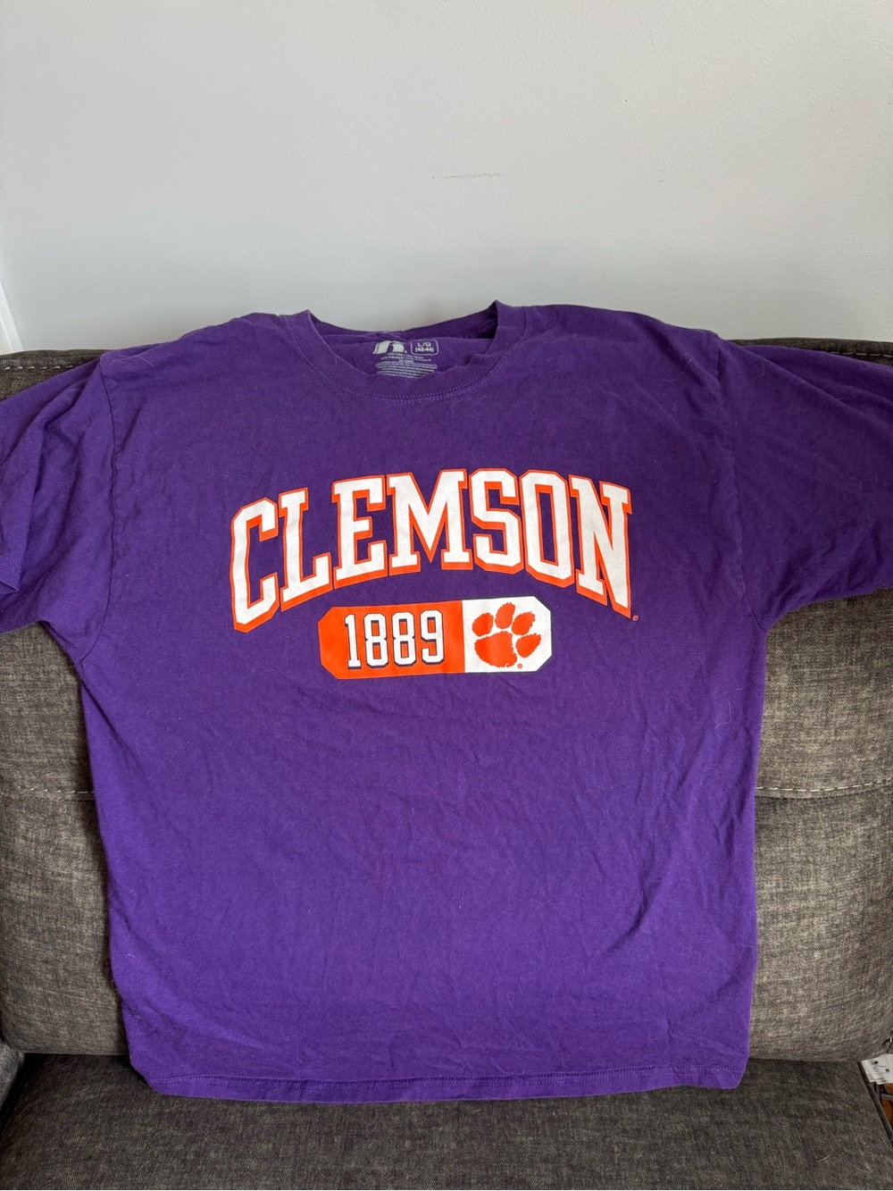Russell Athletic Purple Clemson 1889 Orange Paw T‑Shirt